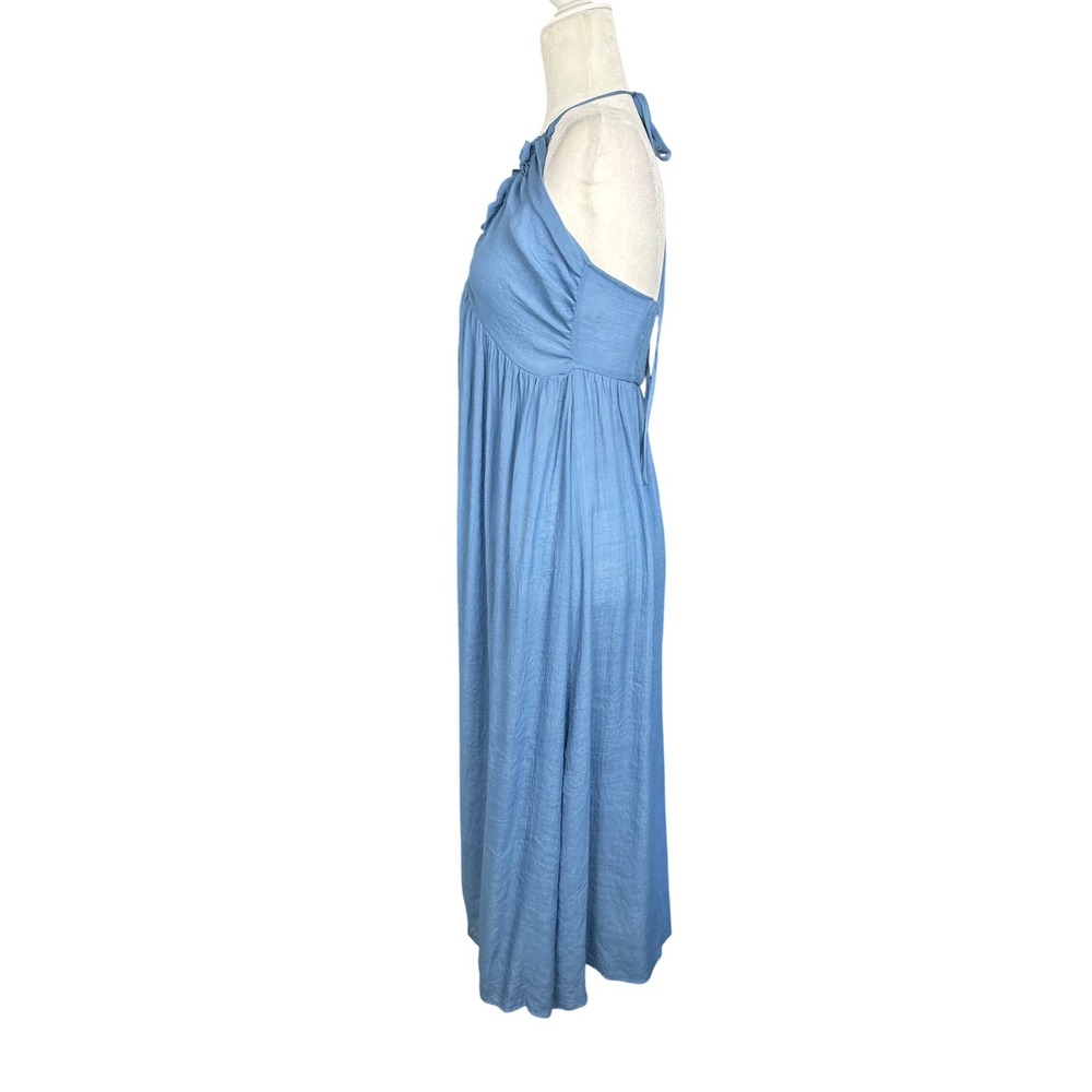 Cupshe Ruffle Halter Maxi Dress Womens Size M Blue Boho Summer Beach Vacation - Picture 6 of 10